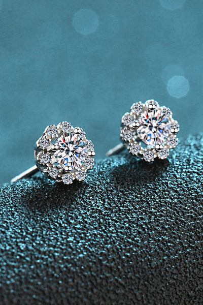 1 Carat Moissanite Floral-Shaped Stud Earrings