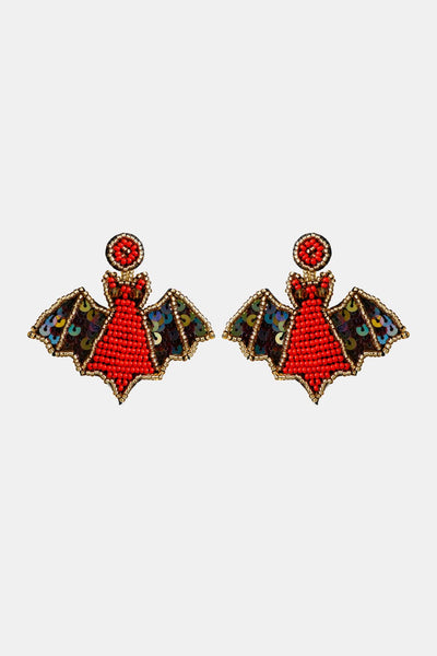 Bat Shape Beaded Dangle Earrings