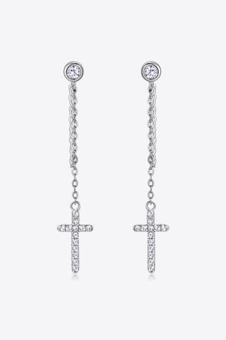 Moissanite 925 Sterling Silver Cross Earrings